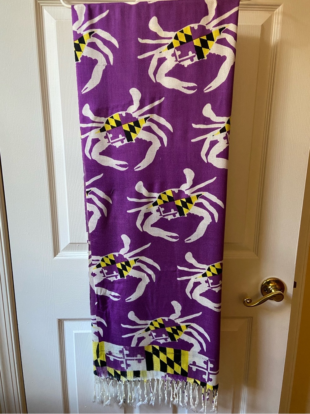 Pashmina in Colors of Baltimore Ravens and Maryland Flag with Crab Motif